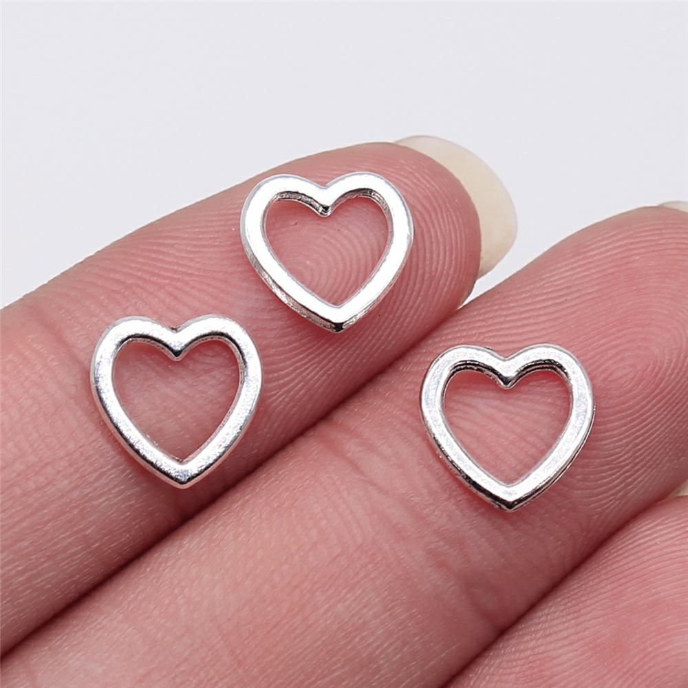 Vintage Collectibles For Sale - 40pcs 10x9mm Antique Silver Plated Hollow