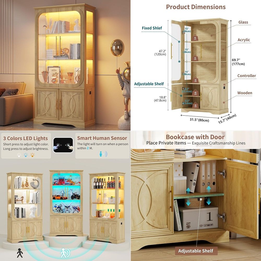 Display Cabinet with Glass Doo - Collectible & Vintage Dolls For Halloween recension och pris