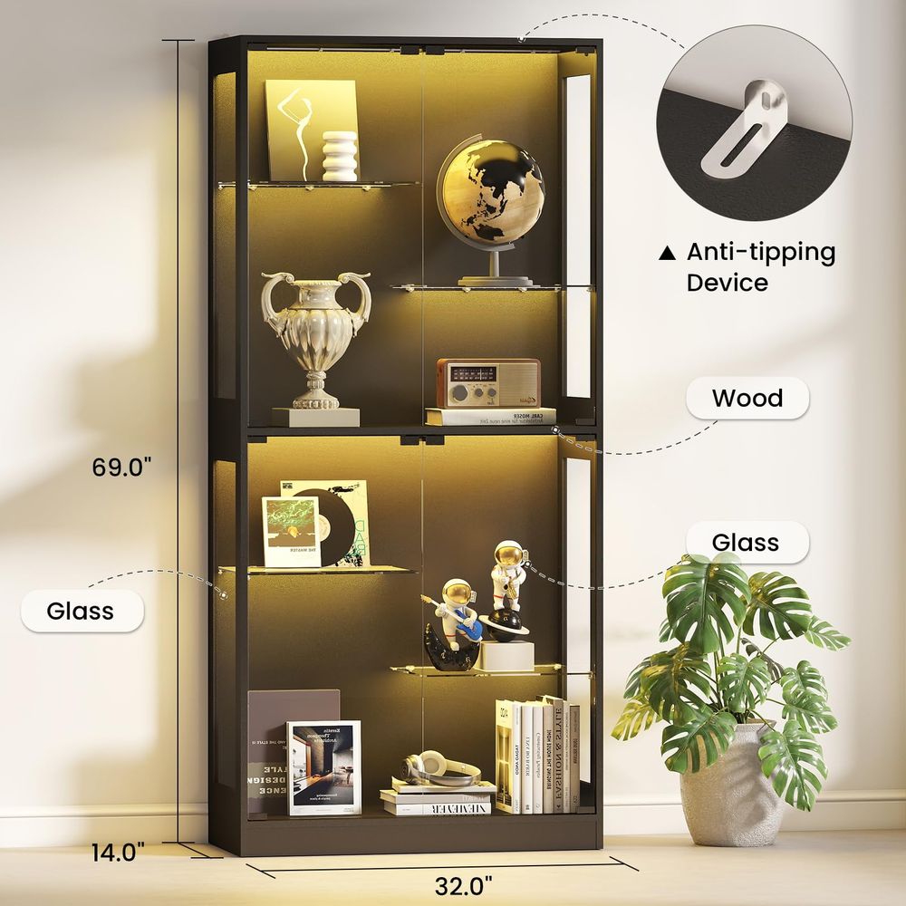 Display Cabinet with Glass Doo - Collectible & Vintage Dolls For Halloween recension och pris